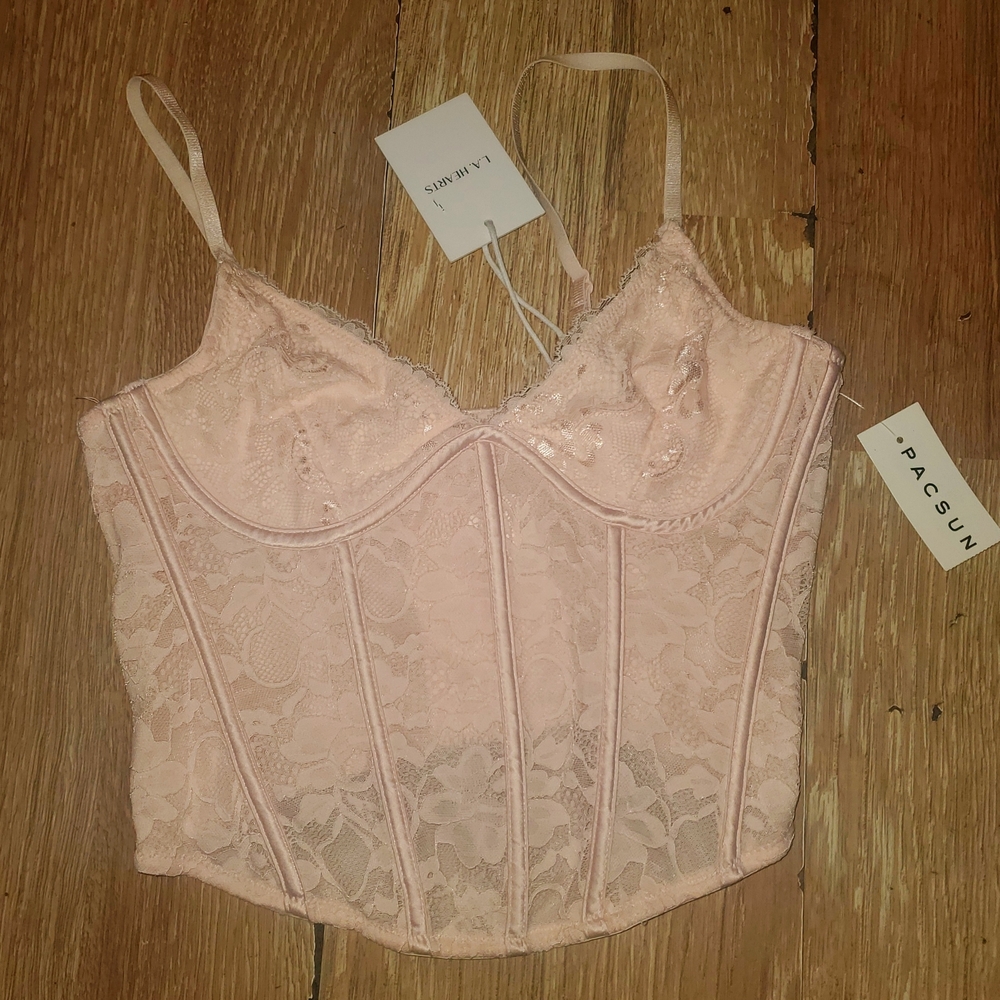 PacSun Pink Lace Bustier Top